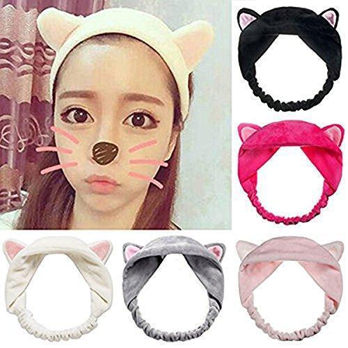 [Australia] - Frcolor 5pcs Cat Ear Make Up Face Washing Spa Shower Mask Hairband Makeup Cosmetic Headband 