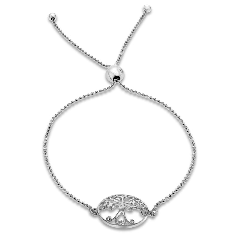 [Australia] - Tuscany Silver Rhodium Plated Sterling Silver Sliding Adjustable Bracelet, 23cm/9inches - 25cm/10inches 