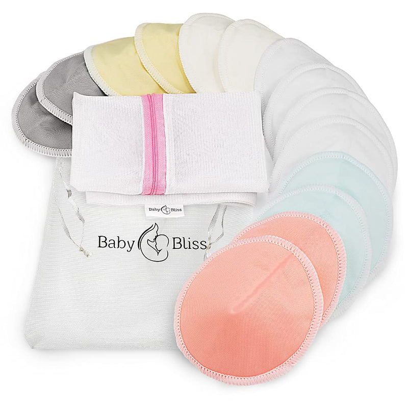 [Australia] - Organic Bamboo Nursing Breast Pads - 14 Washable Pads with Wash and Storage Bags - Breastfeeding Nipple Pad for Maternity - Reusable Nipplecovers for Breast Feeding (Medium) Medium 