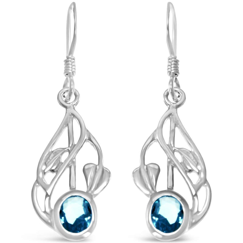 [Australia] - Sterling Silver Charles Rennie Mackintosh Blue Topaz Earrings 