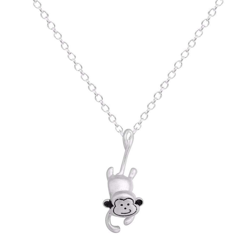 [Australia] - QIANDI Power Necklace 925 Sterling Silver Monkey Cute 3D Animal Necklace Pendant Charm for Women Girls Kids 