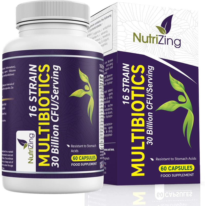 [Australia] - BioCultures Complex - 16 Live Strains with 30 Billion CFU/Serving Source Powder - Vegan Time Release Capsules. with Lactobacillus Acidophilus and Bifidobacterium - Made in UK by Nutrizing 
