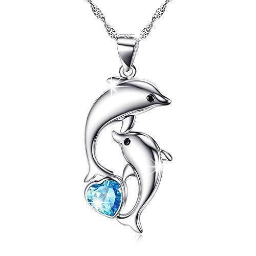 [Australia] - Dolphin Necklaces for Women, 925 Sterling Silver Dolphins Pendant Necklaces Dolphin Jewelry Gifts for Women Girls Dolphin-B 