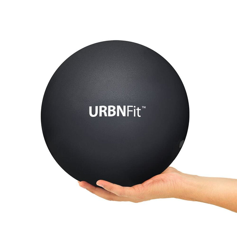 [Australia] - URBNFit Mini Pilates Ball - Small Exercise Ball for Yoga, Pilates, Barre, Physical Therapy, Stretching and Core Fitness - Includes Stability Ball Workout Guide Black 9 In (23 cm) 
