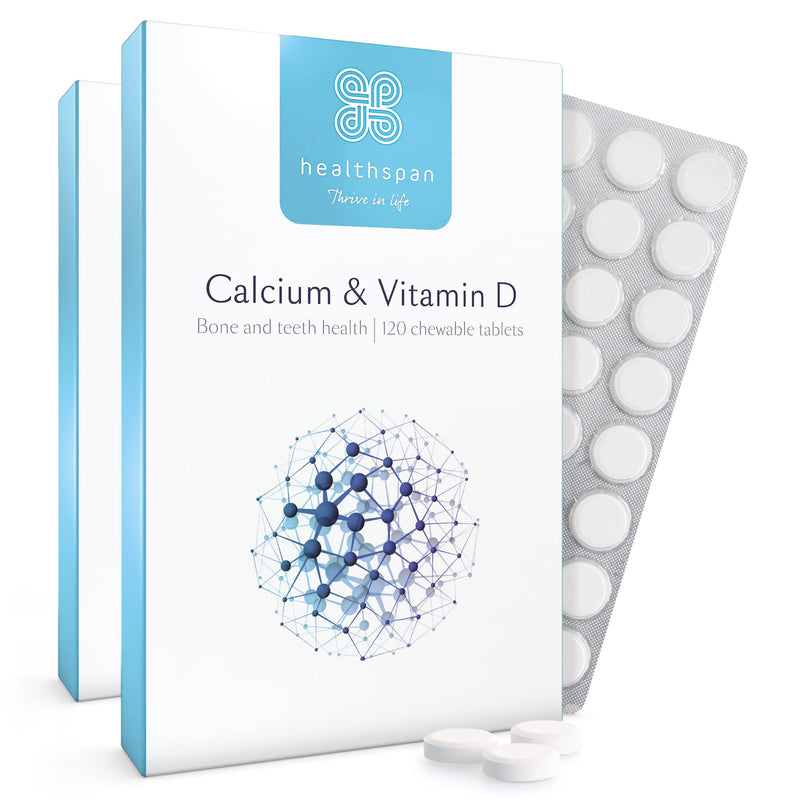 [Australia] - Healthspan Calcium & Vitamin D (240 Chewable Tablets) | High Strength Pure Calcium Supplement | Natural Source of Vitamin D3 | Added Vitamin K for Bone Health | Vanilla | Vegetarian 
