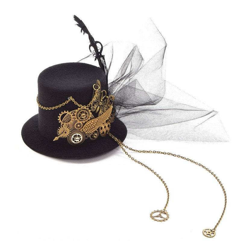 [Australia] - BLESSUME Victorian Steampunk Women Mini Top Hat Hair Clip Party Hat Dancing Cocktail Head Clip A 