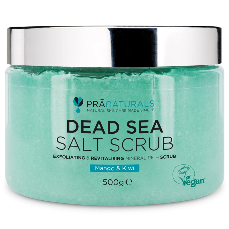 [Australia] - PraNaturals Revitalising Dead Sea Body Scrub 500g, Nourishing Skin Exfoliating Salt Scrub, Rich in Natural Minerals for All Skin Types, Enriched with Mango & Kiwi Fruit Scent 
