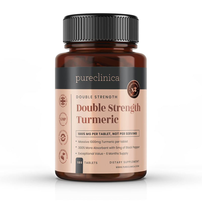 [Australia] - Double Strength Turmeric - 1000mg x 180 Tablets - Natural Levels of Curcumin - and 5mg Black Pepper Extract. 