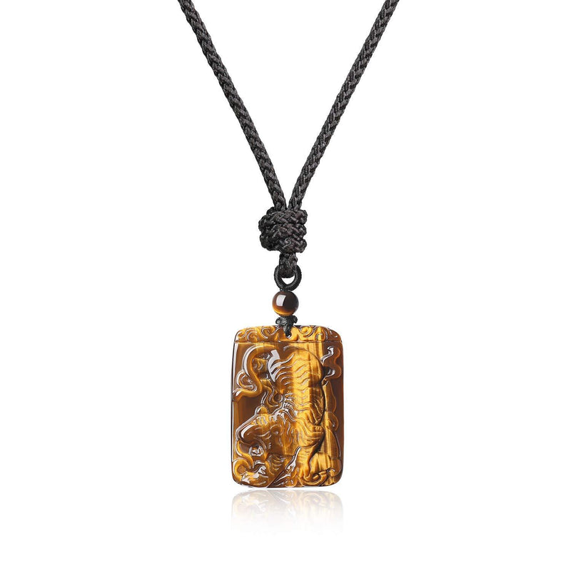 [Australia] - coai Tiger Eye Stone Animal Totem Tiger Pendant Necklace Brown Tiger Eye 