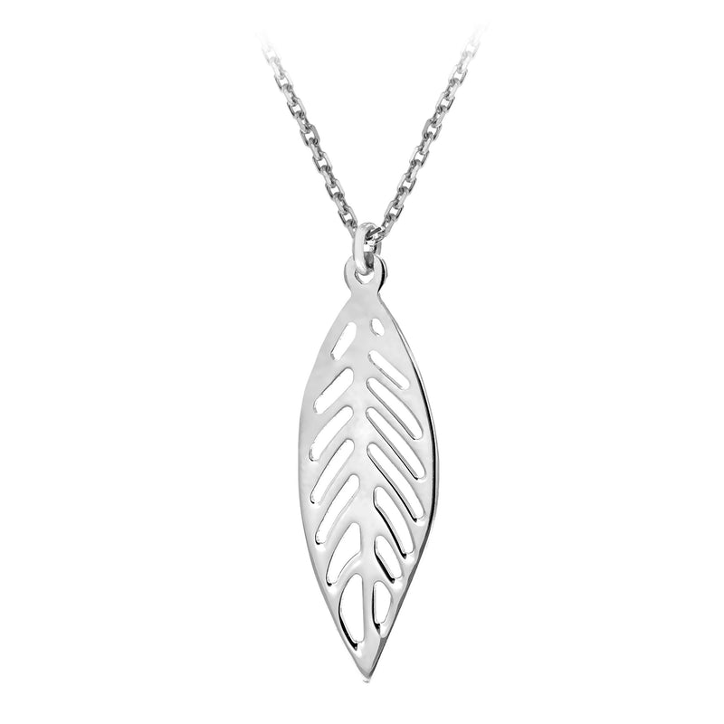 [Australia] - Tuscany Silver Sterling Silver Rhodium Plated Leaf Necklace of Length 46cm 