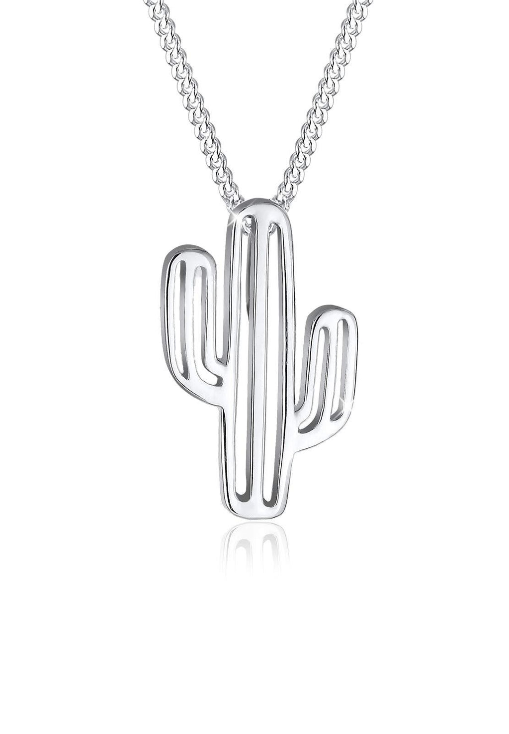 [Australia] - Elli Women Cactus Desert Trend 925 Silver Gold Plated Necklace of Length 45cm 0103691317_45 Grey 