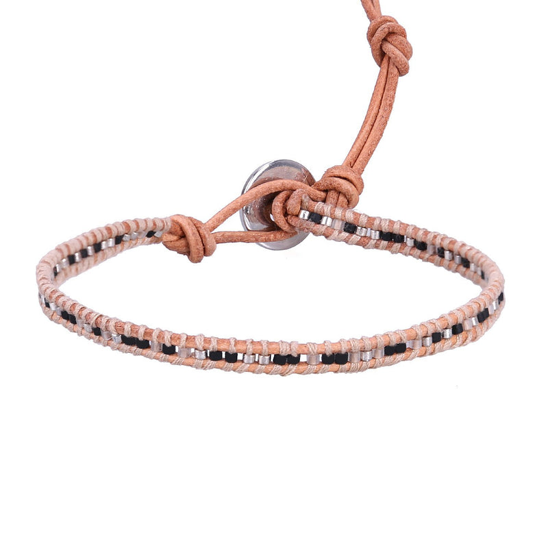 [Australia] - KELITCH Charm Bracelets Friendship for Women Girls Jasper Beads Beach Bracelet Black White 