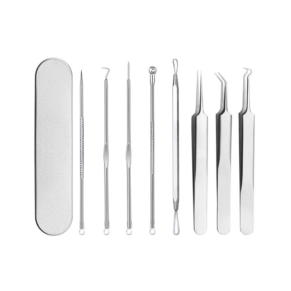 [Australia] - Pinkiou Blackhead Removers Comedone Pimple Removal Extractors Acne Blemish Needles Tool Kit Nose Face Skincare, 8-in-1 with Metal Case 