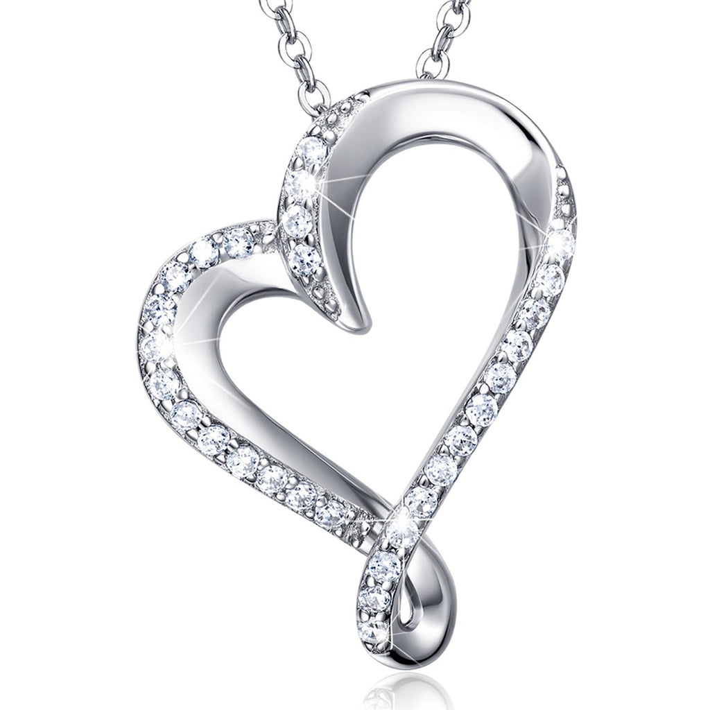 [Australia] - 925 Sterling Silver Infinity Heart Necklace Billie Bijoux Endlessness Love Platinum Plated Diamond Pendant Women 