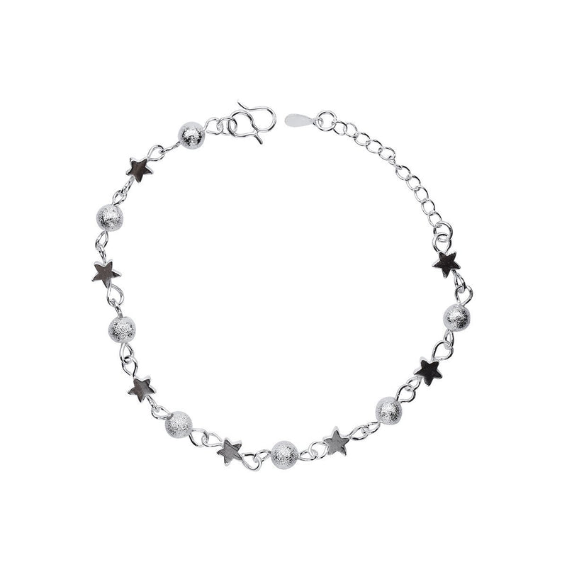 [Australia] - NANHONG Dainty Jewellery Beaded Charm Bracelet in 925 Sterling Silver Star Hand Catenary with Gift Box 