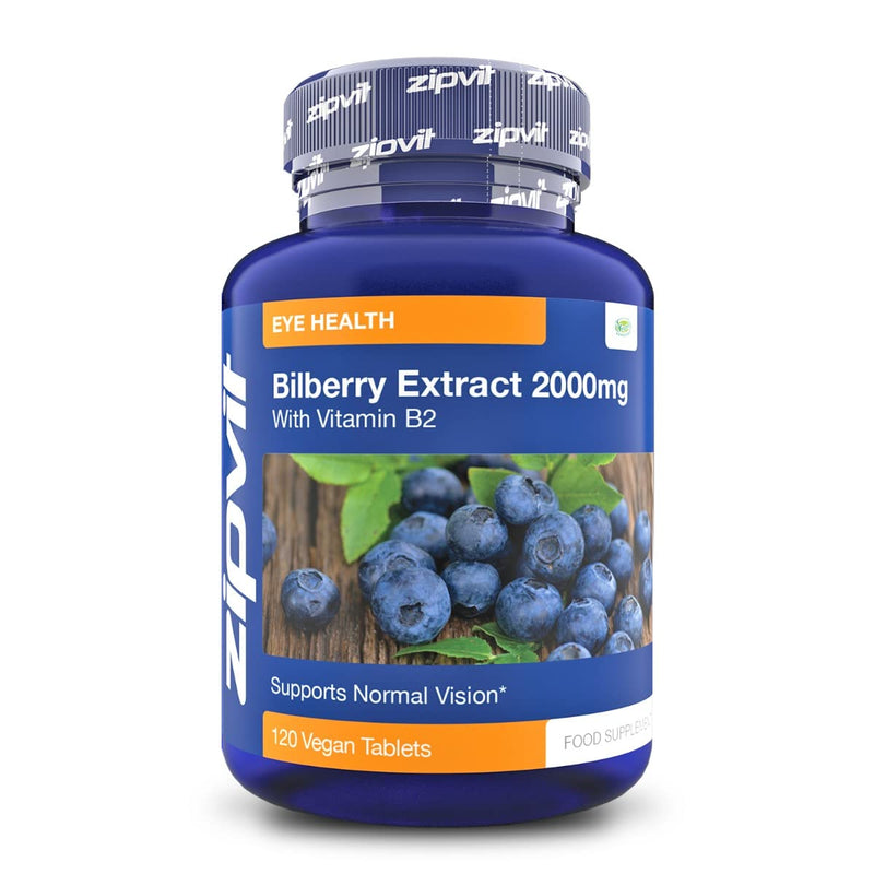 [Australia] - Bilberry Extract 2000mg with Added Vitamin B2, 120 Vegan Tablets. Vegetarian Society Approved. 