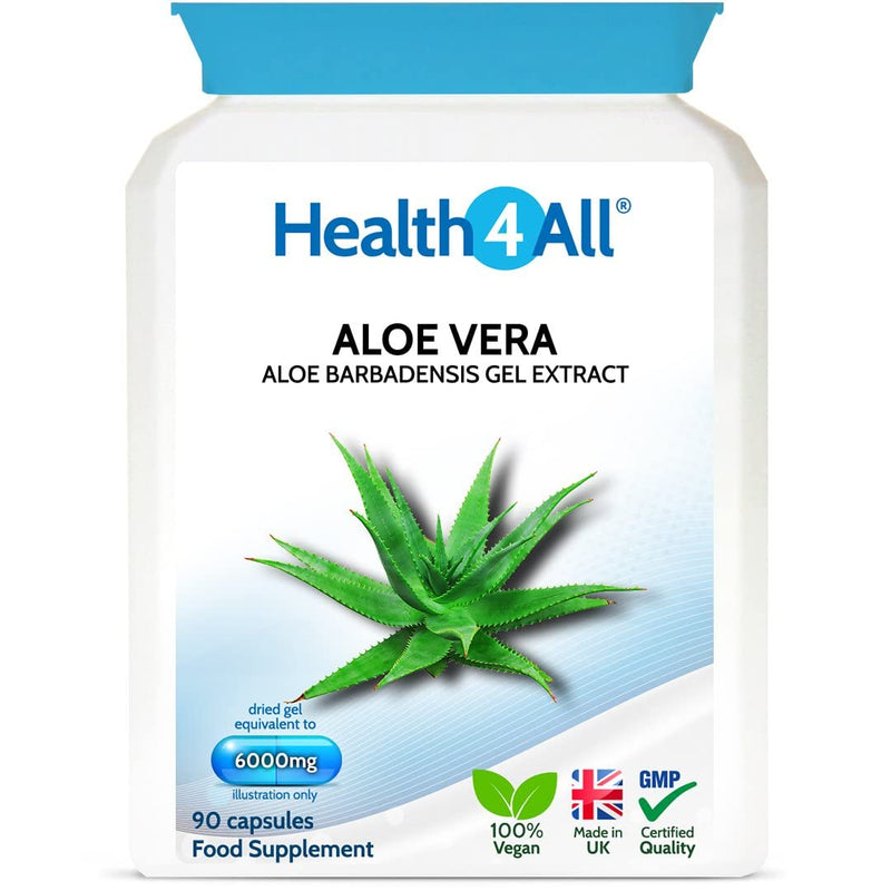 [Australia] - Aloe Vera Gel 6000mg 90 Capsules (V) (not Tablets) Digestive Health. Acid-Alkaline and pH Balance. Vegan. Made in The UK by Health4All 90 Count (Pack of 1) 