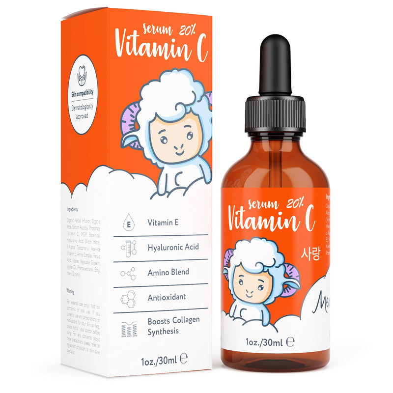 [Australia] - MeMe Vitamin C Serum for Face | Korean Skin Care with Hyaluronic Acid, Retinol & Vitamin E | Anti Ageing & Anti Wrinkle Eye Serum | Acne Spot Treatment & Dark Circles Remover, Derma Roller Suitable 