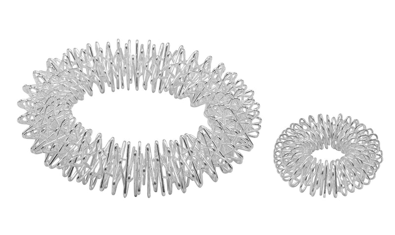 [Australia] - Power-Ring Set - Bracelet (Silver) + Ring (silver small) / Acupressure ring / Massage ring / Massage arm band / Poor massa low silver 