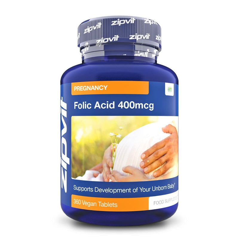 [Australia] - Folic Acid 400mcg, Folate (Vitamin B9), 360 Vegan Tablets, Prenatal Vitamin, Supports Maternal Tissue Growth During Pregnancy, Reduces Tiredness and Fatigue, 1 Year Supply 