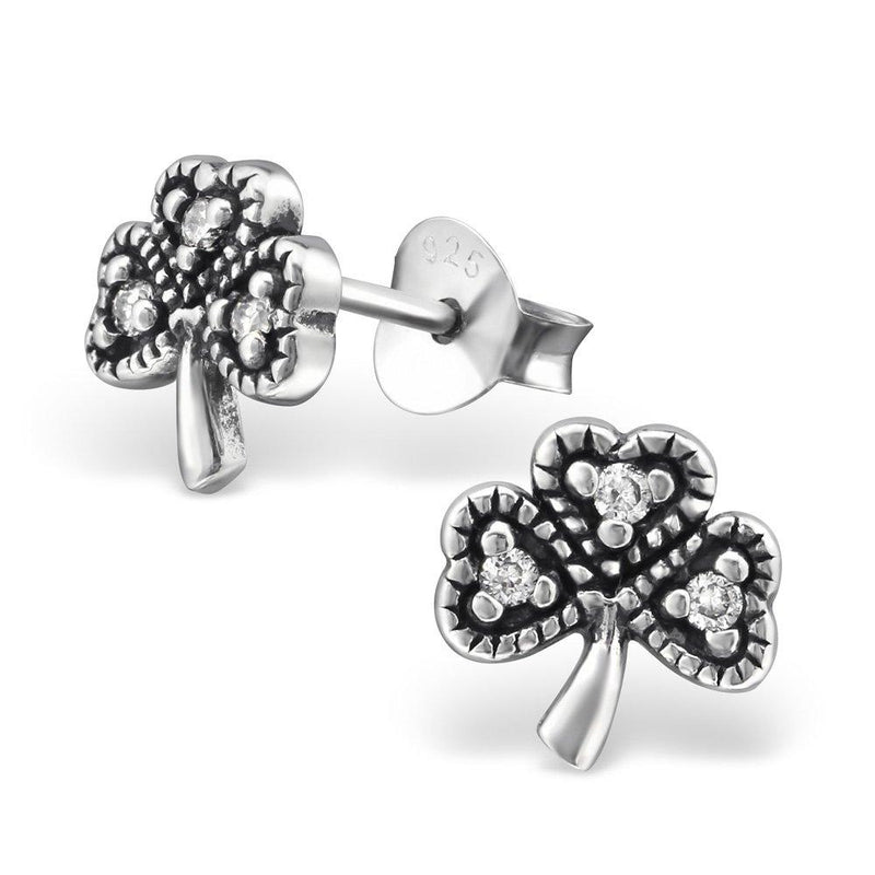 [Australia] - Laimons Ladies' Earrings Ladies' Jewellery cloverleaf oxidised zirconia 925 Sterling silver 