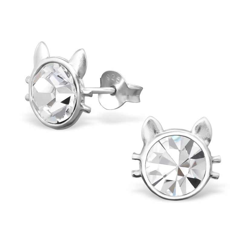 [Australia] - The Rose & Silver Company Women 925 Sterling Silver Cat Stud Earrings 