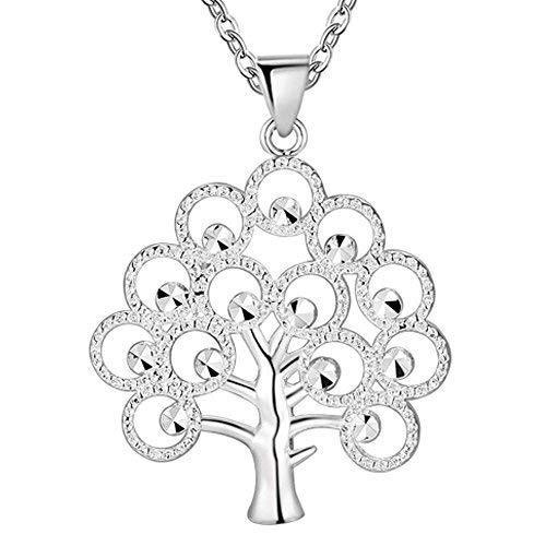 [Australia] - IzuBizu London Womens 925 Stirling Silver White Tree of Life Bohemia Style Crystal Necklace 