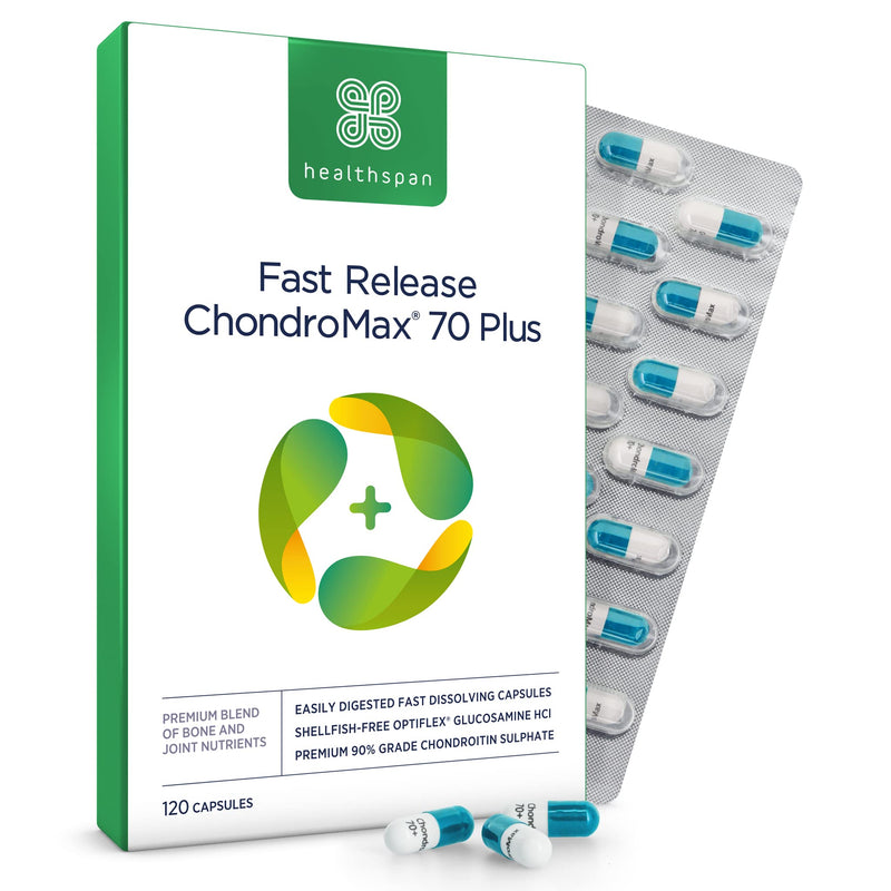 [Australia] - Healthspan Glucosamine & Chondroitin 70 Plus | 120 Capsules | Joint Health | 375mg Optiflex Glucosamine HCI & 300mg Chondroitin Sulphate 90% | with Vitamins C, D3 and Calcium 