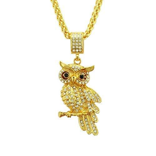 [Australia] - IzuBizu London Womens 18 CT Gold Plated Owl Black Crystal Eyes Animal Necklace Free Elegant Gift Box 
