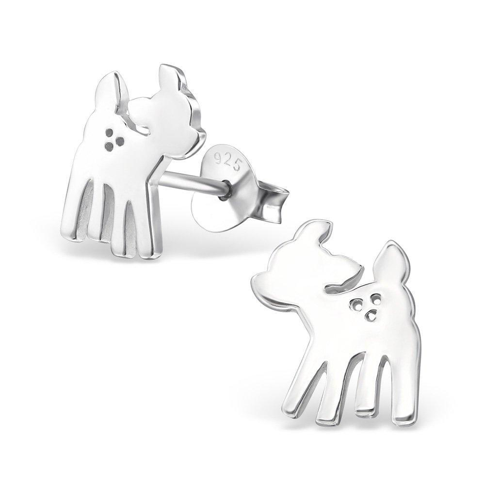 [Australia] - The Rose & Silver Company Women 925 Sterling Silver Deer Stud Earrings 