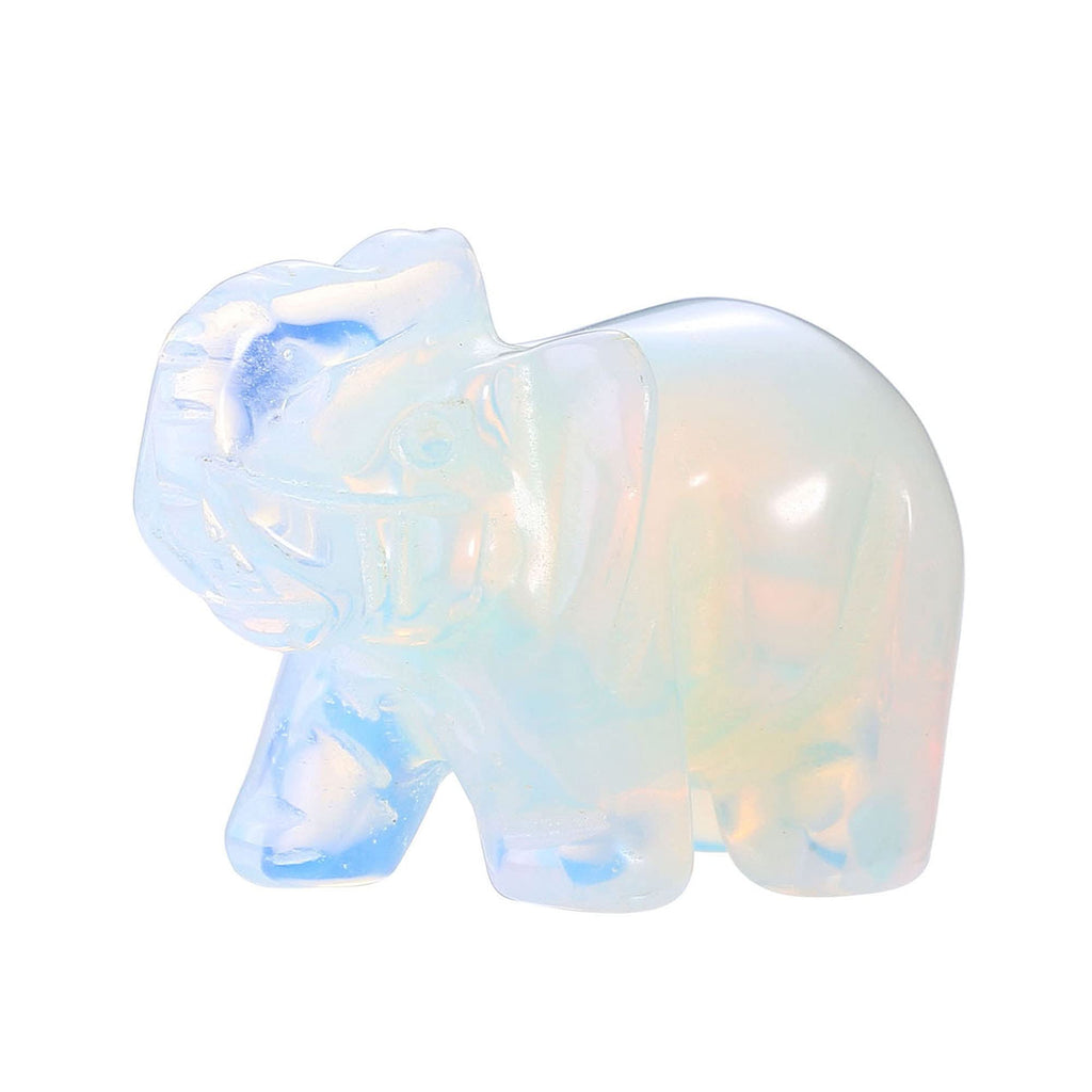 [Australia] - CrystalTears Opalite Crystal Elephant Ornament Handcarved Natural Healing Crystal Gemstone Elephant Animal Figurine Statue for Home Office Decor Meditation Yoga 1.5" 
