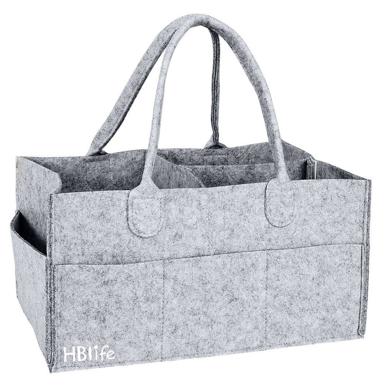 [Australia] - HBlife Baby Diaper Caddy Portable Nappy Organiser Grey Felt Basket with Changeable Compartments (grey) 