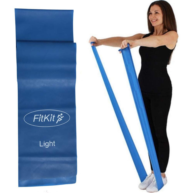 [Australia] - FitKit Resistance Exercise Band - 1.5M - 4 Resistance Options – Pilates, Yoga, Rehab, Stretching, Strength Training Blue 