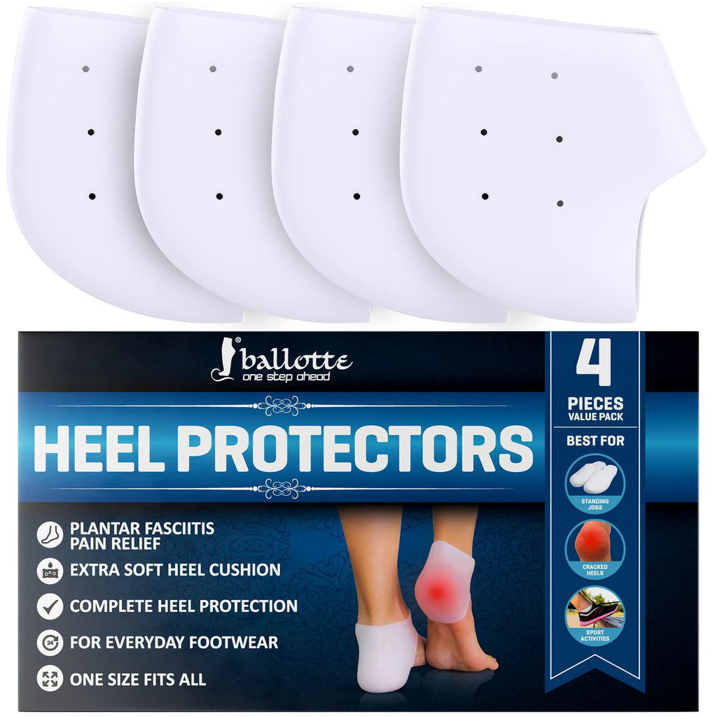 [Australia] - Silicone Heel Protector, Strong and Breathable Heel Protectors, Heel Cups for [Fast Heel Pain Relief], Plantar Fasciitis Support, Blister, Spur Relief for Men and Women, 2 Pair Silicone Socks Heel pads 2 Pack (4 Pieces) 