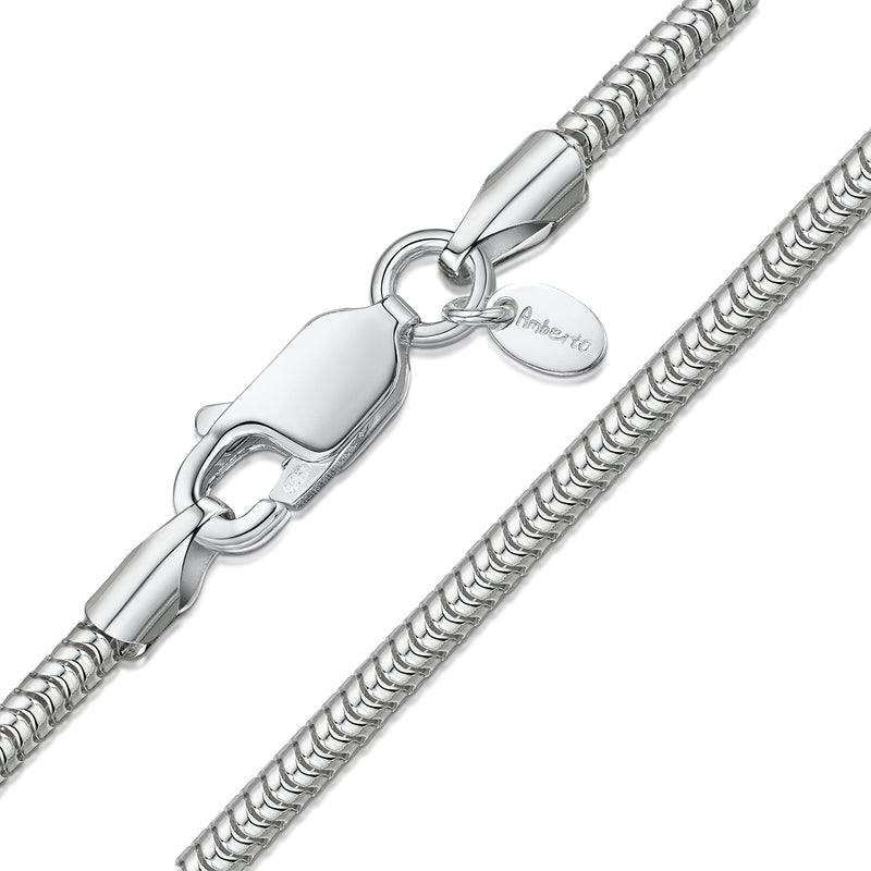 [Australia] - Amberta 925 Sterling Silver 1.9 mm Snake Chain Necklace 18" 22" 26" in 18 inch / 45 cm 