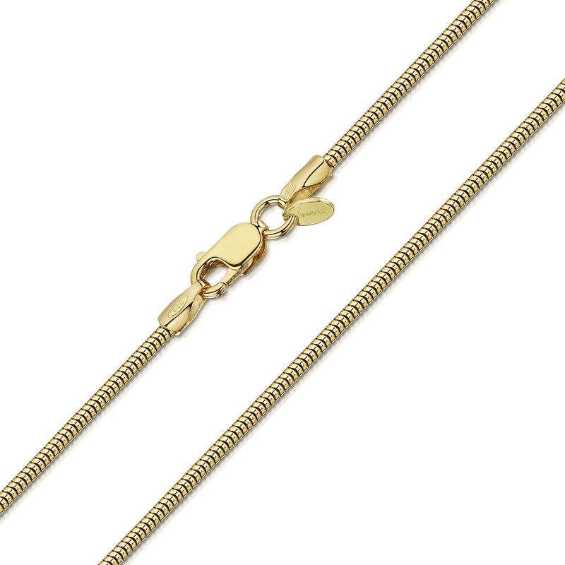 [Australia] - Amberta 18K Gold Plated on 925 Sterling Silver 1.4 mm Snake Chain Necklace 16" 18" 20" 22" 24" in 20 inch 