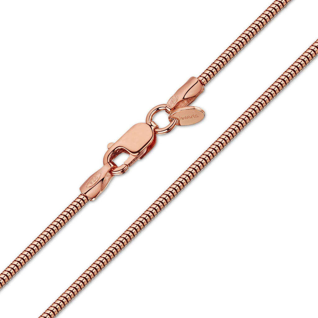 [Australia] - Amberta 14K Rose Gold Plated on 925 Sterling Silver 1.4 mm Snake Chain Necklace 16" 18" 20" 22" 24" in 24 inch 