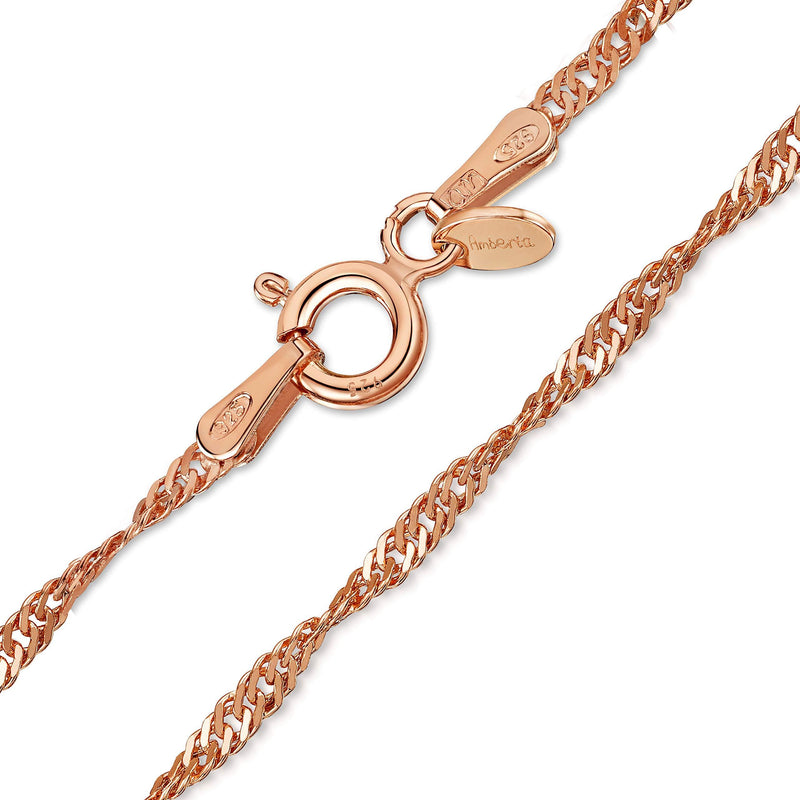 [Australia] - Amberta 14K Rose Gold Plated on 925 Sterling Silver 1.3 mm Prince of Wales- Singapore Chain Necklace 20 inch / 50 cm 