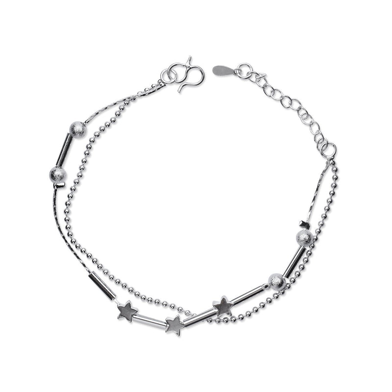 [Australia] - NANHONG Dainty Jewellery Beaded Charm Bracelet in 925 Sterling Silver Small Star Hand Catenary with Gift Box 