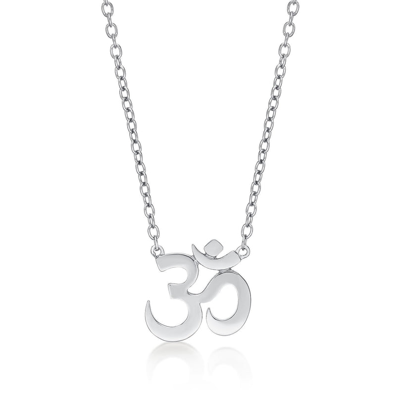 [Australia] - Diamond Treats DIVINE OM Pendant Necklace in 925 STERLING SILVER for Women. Silver, Yellow Gold or Rose Gold Ladies OM Necklace with Adjustable Chain. A Gift for Women. 