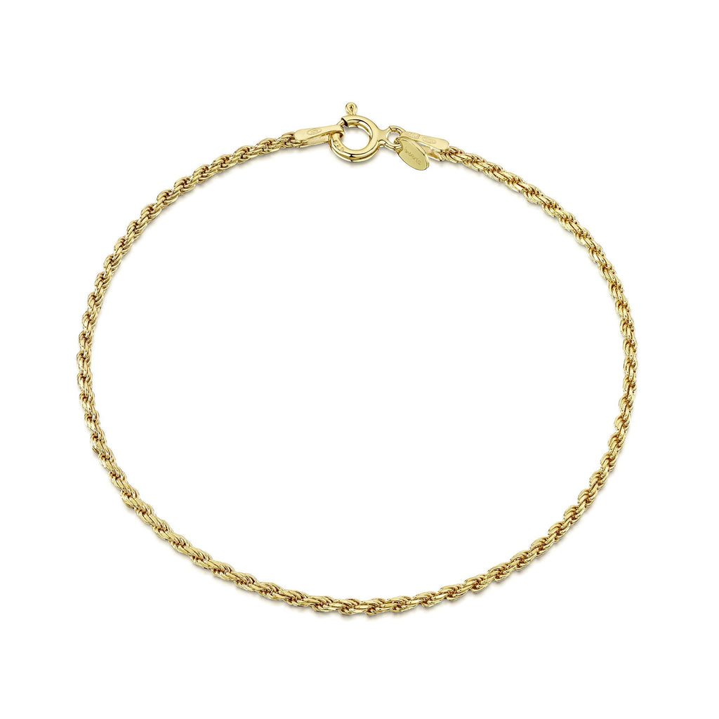 [Australia] - Amberta Women's 18K Gold Plated 925 Sterling Silver Chain Bracelet 19.0 Centimetres Twisted French Rope 
