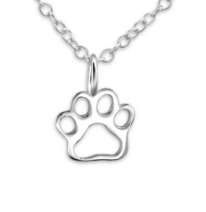[Australia] - The Rose & Silver Company Women 925 Sterling Silver Paw Print Necklace 45cm / 17.7" 