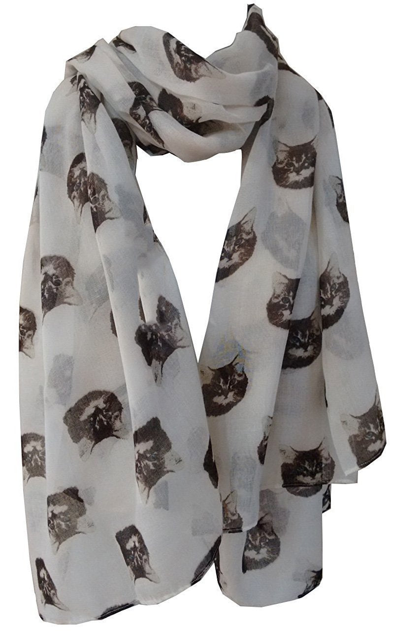 [Australia] - GlamLondon Animals Print Scarf Large Size Soft Fashion Animal Pattern Women Wrap Creamy White 