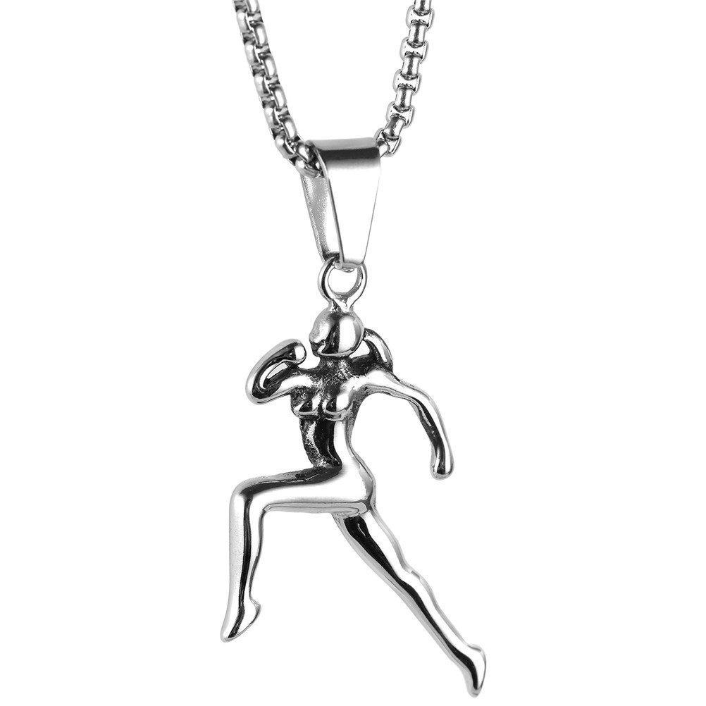 [Australia] - HIJONES Women's Stainless Steel Runner Jogger Woman Pendant Sport Necklace Gold/Silver Silver 