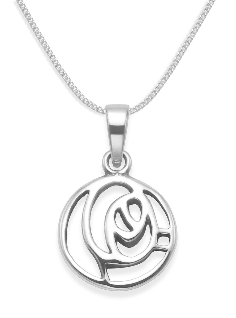 [Australia] - Sterling Silver Rennie Mackintosh Necklace on 16" silver chain - Small - SIZE:12mm Gift boxed. 8038/16 