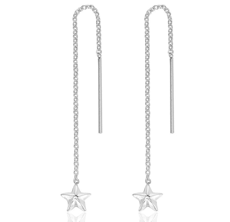 [Australia] - DTPSilver - 925 Sterling Silver Star Pull Through Earrings 