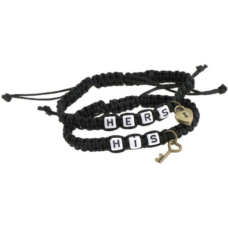 [Australia] - His & Hers Lock and Key Couple Bracelet Lovers Bracelets Adjustable For Girlfriend Boyfriend Chain Bangle 