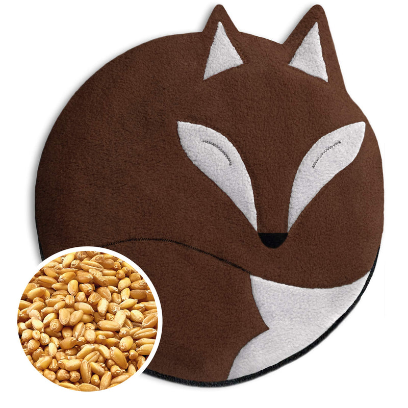 [Australia] - Leschi Wheat Bag microwavable, unscented/Heat Pack for Stomach and Lower Back/Animal: Fox Luca, Brown Chocolate / Midnight 