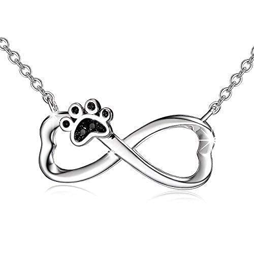 [Australia] - 925 Sterling Silver Puppy Dog Paw Infinity Neckelaces Jewellery for Women Silver Pendant Necklace Gifts for Women Gift Box (Puppy Dog Necklace) 