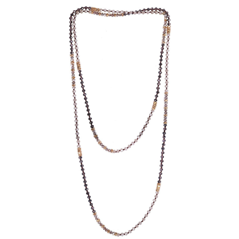 [Australia] - KELITCH Long Strand Necklaces Vintage Faceted Crystal Beaded Necklace Stackable Women Boho Style Chain Grey 3g 